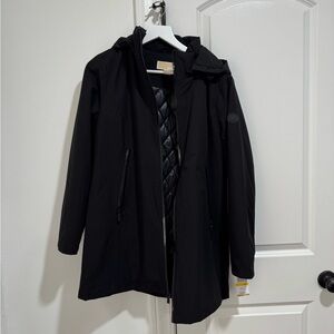 Michael Kors Black Hooded Water Resistant Coat NWT